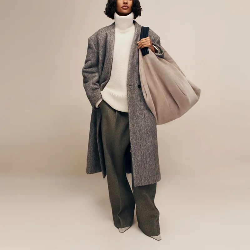 Fear Of God SS24 Season 8 Collection Alpaca Wool Lapelless Overcoat Coat Unisex Gray/ASH-2