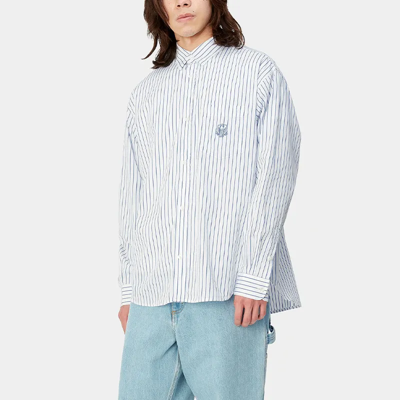 Carhartt WIP Preppy Style Collection L/S Linus Shirt Men's Blue-1