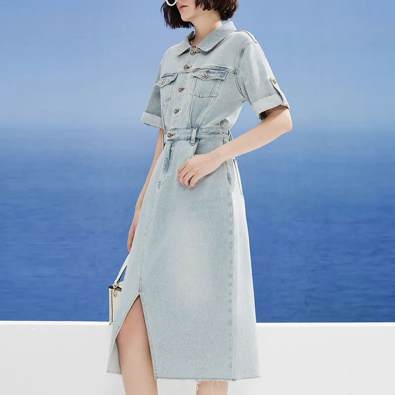 DKNY Short Sleeved Dress Women's Medium Blue-2