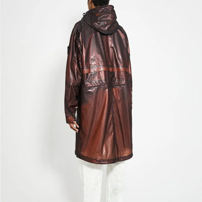 STONE ISLAND SS24 Metallic Parka Coat Men's Burgundy Red-3