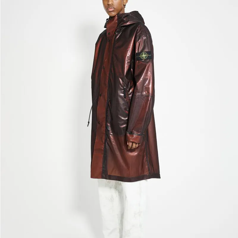 STONE ISLAND SS24 Metallic Parka Coat Men's Burgundy Red-4