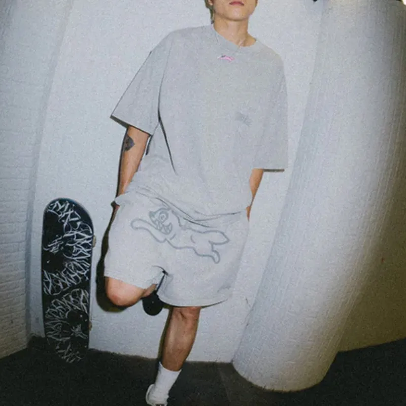 ICECREAM x GROCERY Casual Shorts Unisex Washed Gray-2