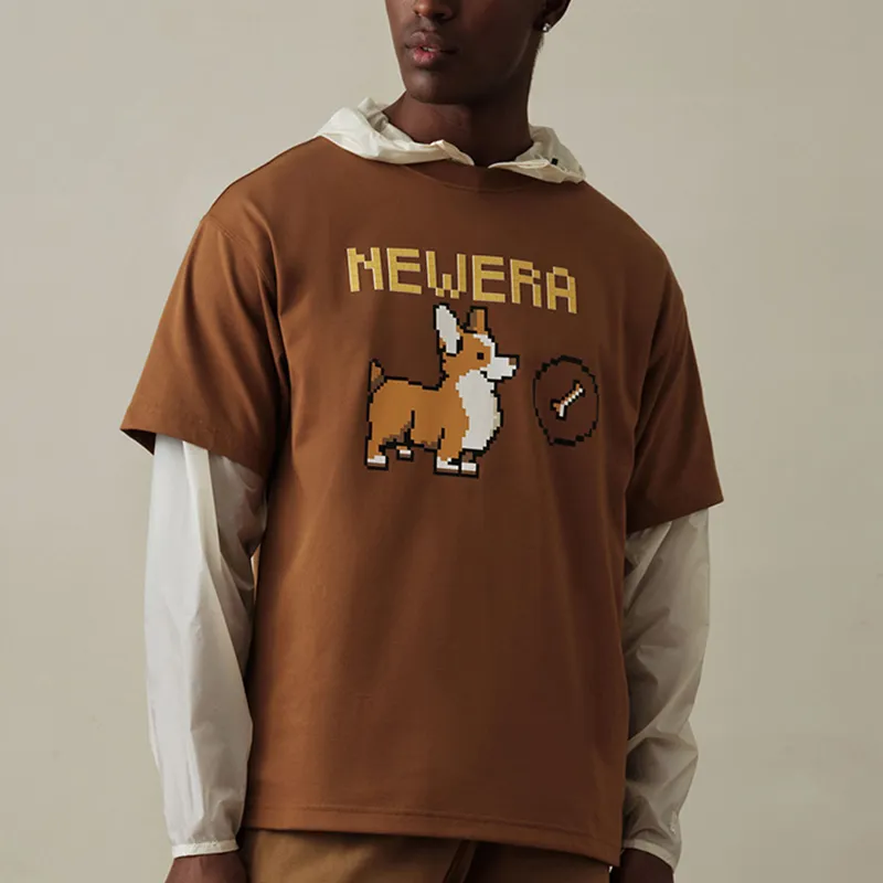 New Era Drop Shoulder Sleeve T-Shirt Unisex Khaki-2