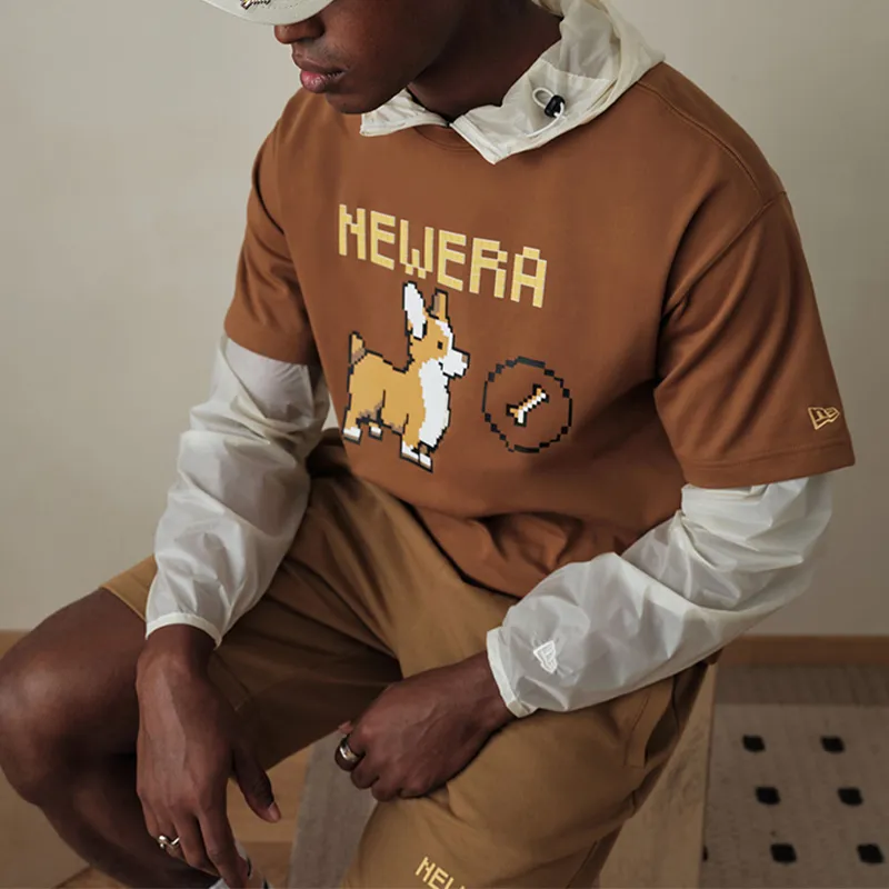 New Era Drop Shoulder Sleeve T-Shirt Unisex Khaki-3