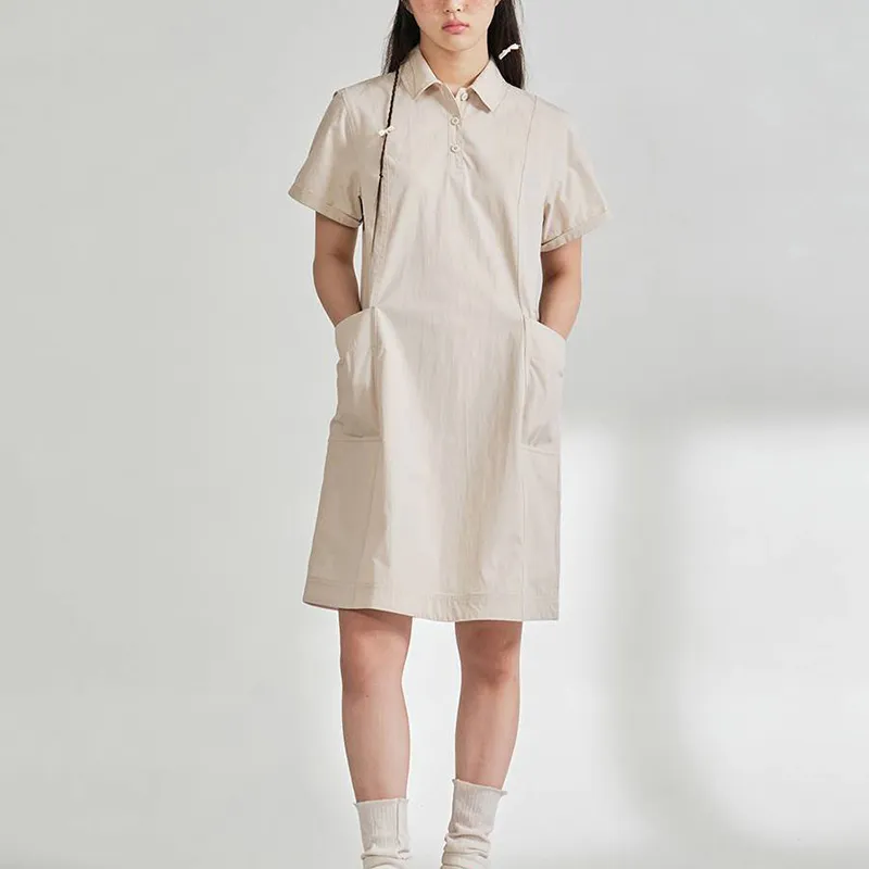 COVERNAT Short Sleeved Dress Women's Beige-2