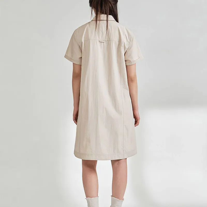 COVERNAT Short Sleeved Dress Women's Beige-3
