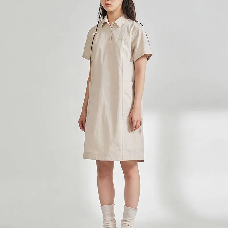 COVERNAT Short Sleeved Dress Women's Beige-4