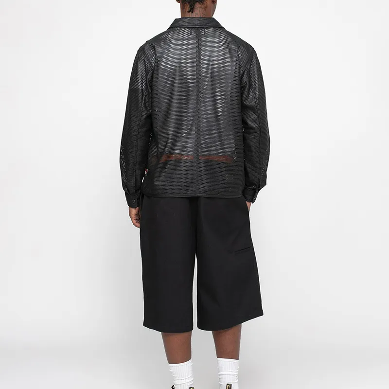 Stussy Perforated Leather Zip Shirt-3