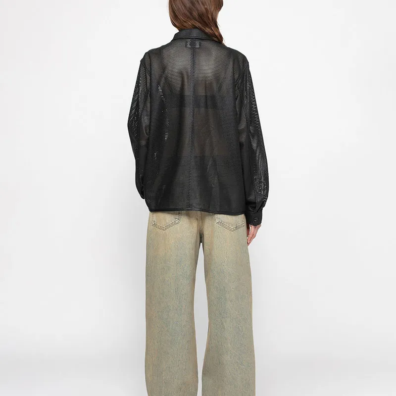 Stussy Perforated Leather Zip Shirt-5