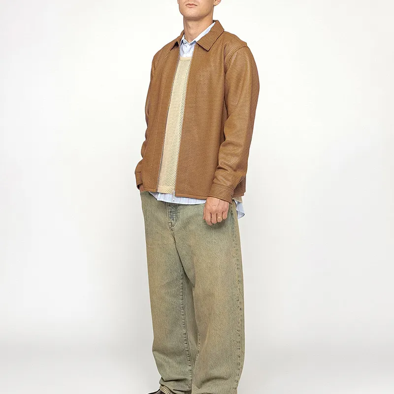 Stussy Perforated Leather Zip Shirt-10