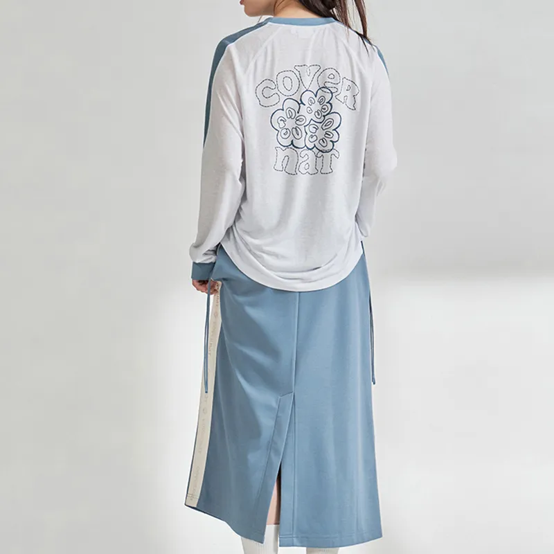 COVERNAT Casual Long Skirt Women's Light Blue-4