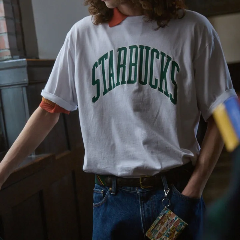 Starbucks/starbucks X Champion Beams X Starbucks Collaboration T-Shirts Unisex White-2