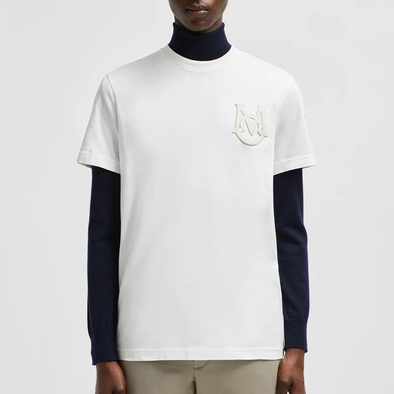Moncler Logo Embroidered Crewneck T Shirt-1