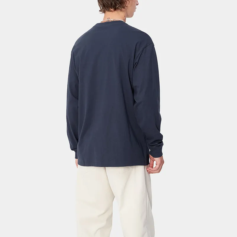Carhartt WIP SS24 L/S Script Embroidery T Shirt T Shirt Unisex Air Force Blue-4