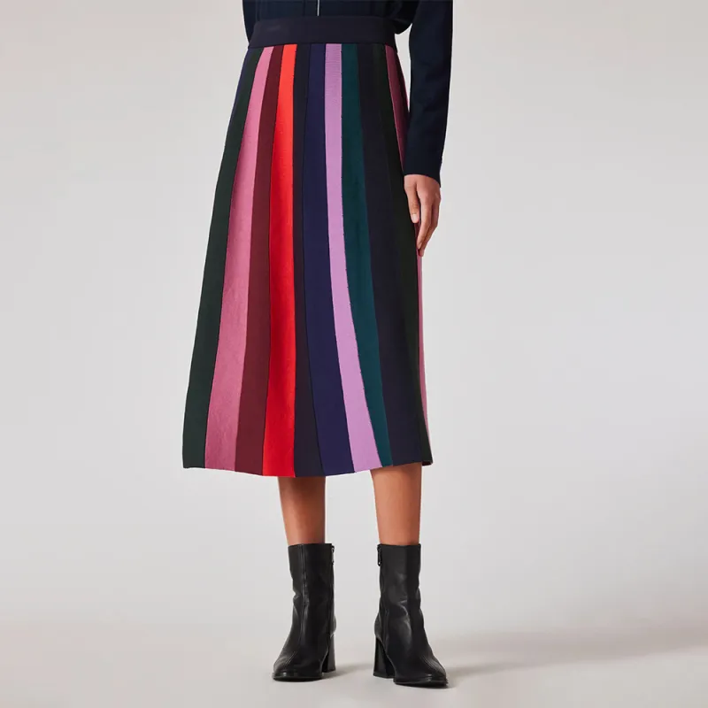 Paul Smith Stripe Knitted Midi Skirt-2