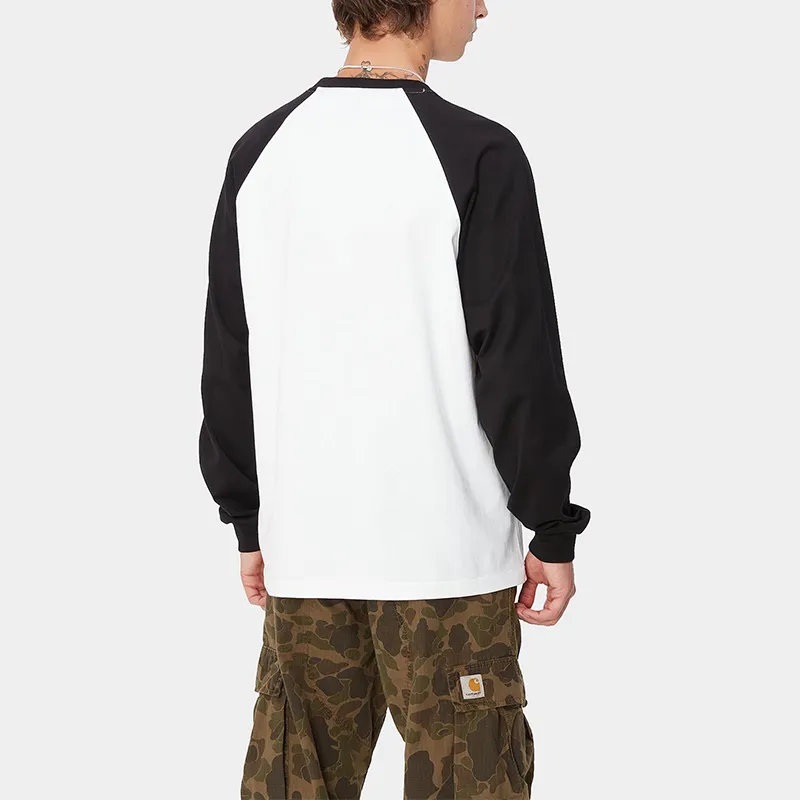 Carhartt WIP L/S Brown Ducks Baseball T S T Shirt Men's White-4