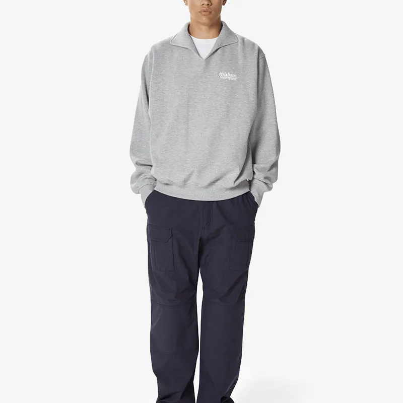 Thisisneverthat FW24 Open Collar Sweatshirt Unisex Heather Gray-2