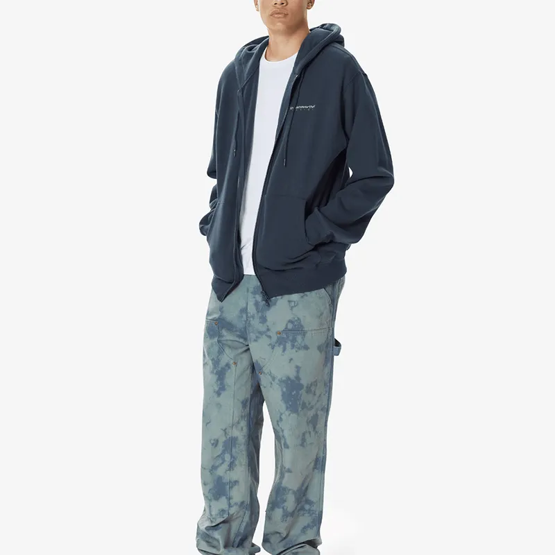 Thisisneverthat FW24 DSN Logo Zip Up Hoodie Sweatshirt Unisex Navy-2