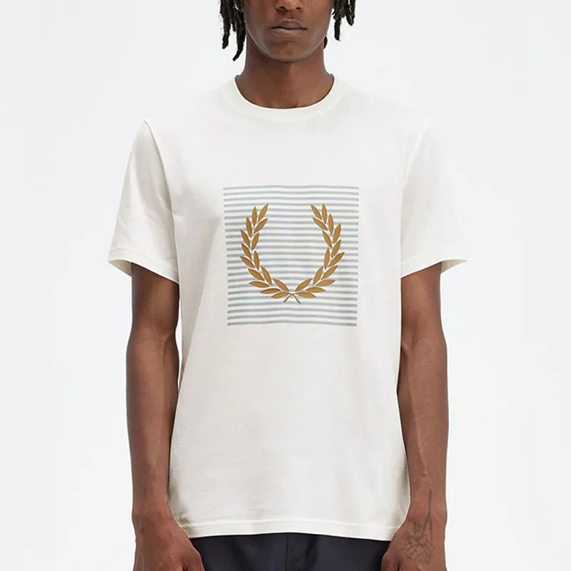 FRED PERRY Logo flocked Cotton T shirt-1