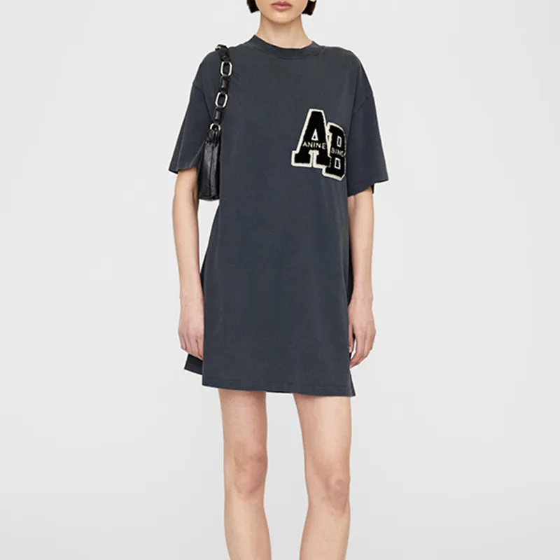 Anine Bing Beth Logo appliqué Cotton Minidress-1