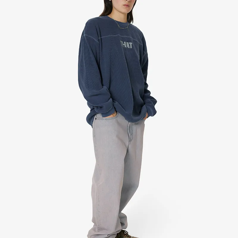 Thisisneverthat FW24 THAT Waffle L/S Tee T Shirt Unisex Warm Blue-2