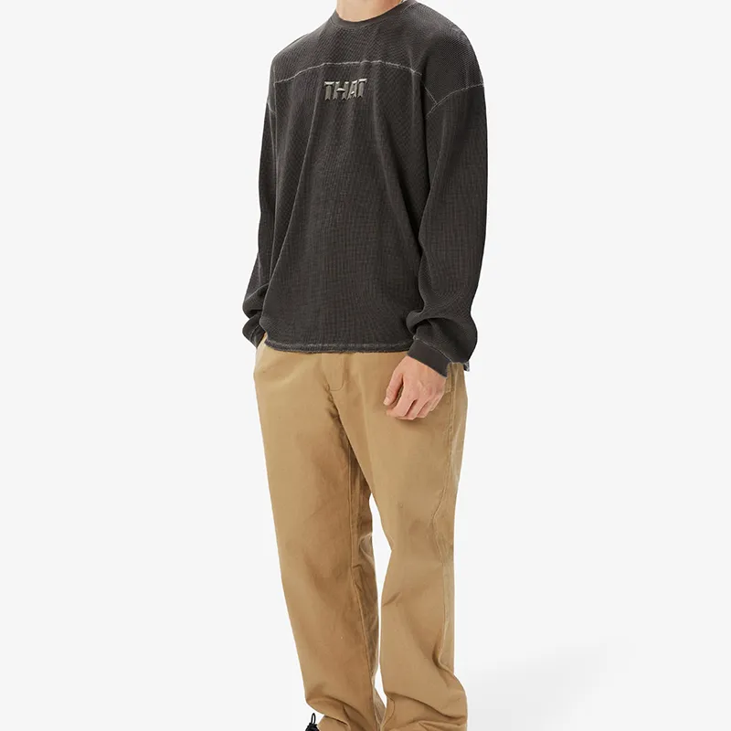 Thisisneverthat FW24 THAT Waffle L/S Tee T Shirt Unisex Charcoal Gray-3