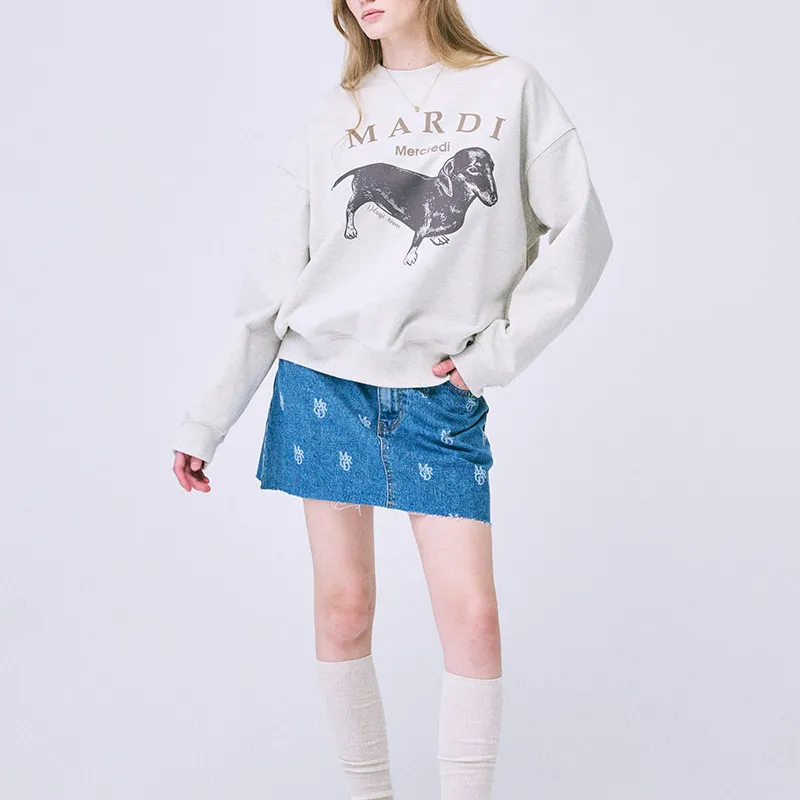 MARDI MERCREDI FW24 SWEATSHIRT DDANJI_OATMEAL BEIGE Sweatshirt Korean Style Women's Oat Beige-3