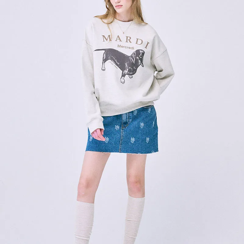 MARDI MERCREDI FW24 SWEATSHIRT DDANJI_OATMEAL BEIGE Sweatshirt Korean Style Women's Oat Beige-2