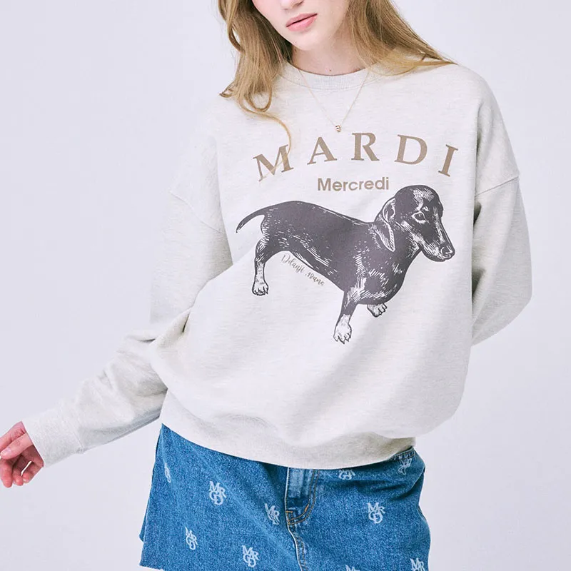 MARDI MERCREDI FW24 SWEATSHIRT DDANJI_OATMEAL BEIGE Sweatshirt Korean Style Women's Oat Beige-1