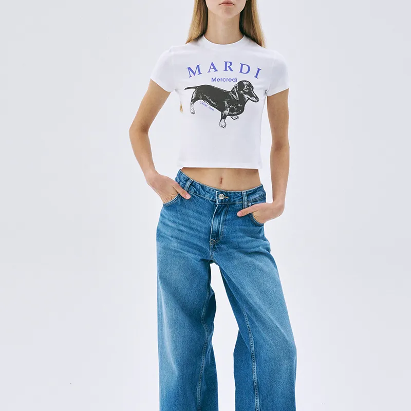 MARDI MERCREDI SS25 T Shirt Korean Style Women's White/Purple-6