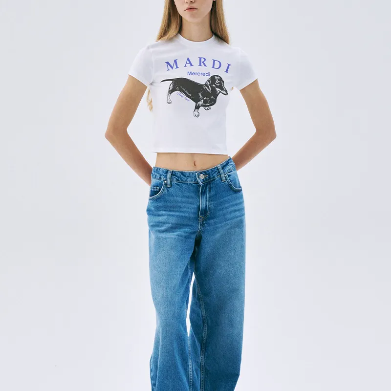 MARDI MERCREDI SS25 T Shirt Korean Style Women's White/Purple-3