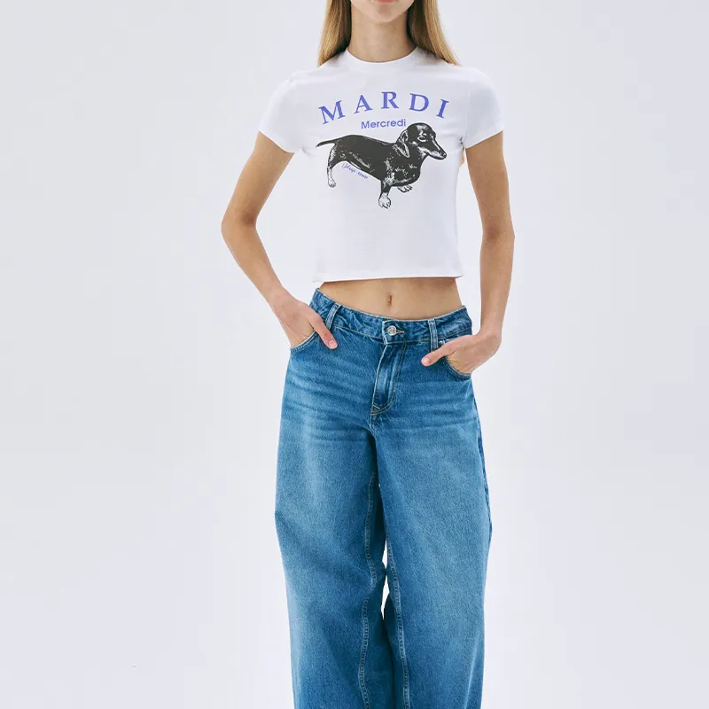 MARDI MERCREDI SS25 T Shirt Korean Style Women's White/Purple-1