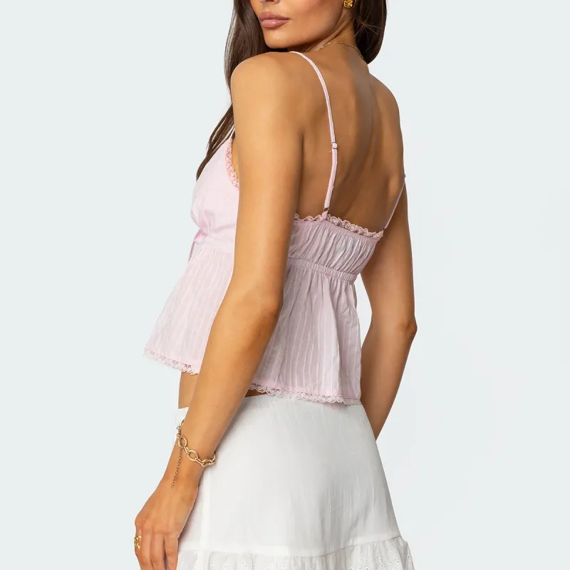 Edikted Tillie Babydoll Tank Top Camisole Women's Light Pink-4