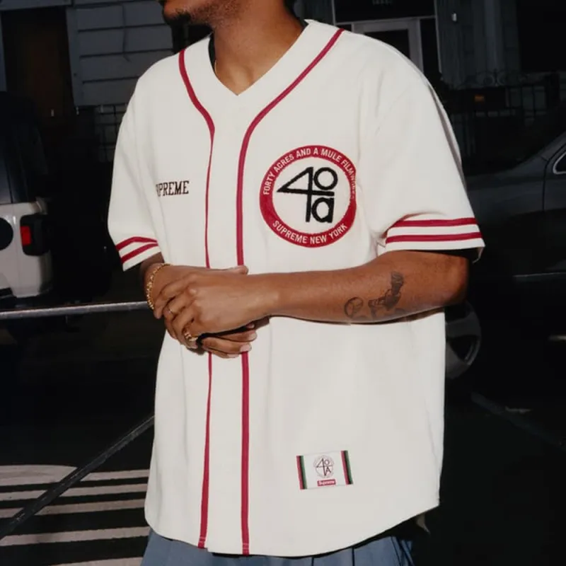 Supreme 40 Acres Twill Baseball Jersey-4