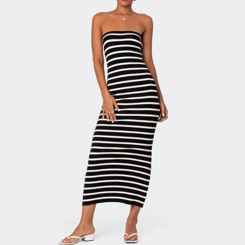 Edikted Knit Back Slitted Maxi Dress Sleeveless Dress Women's-2