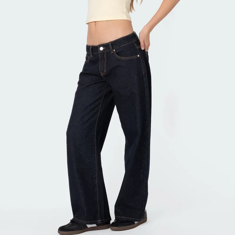 Edikted Petite Raelynn Washed Low Rise Jeans Women's-1