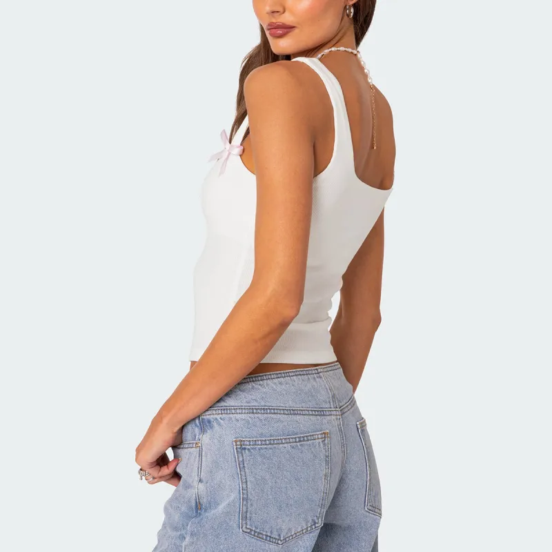 Edikted Tank Tops Women's White-4