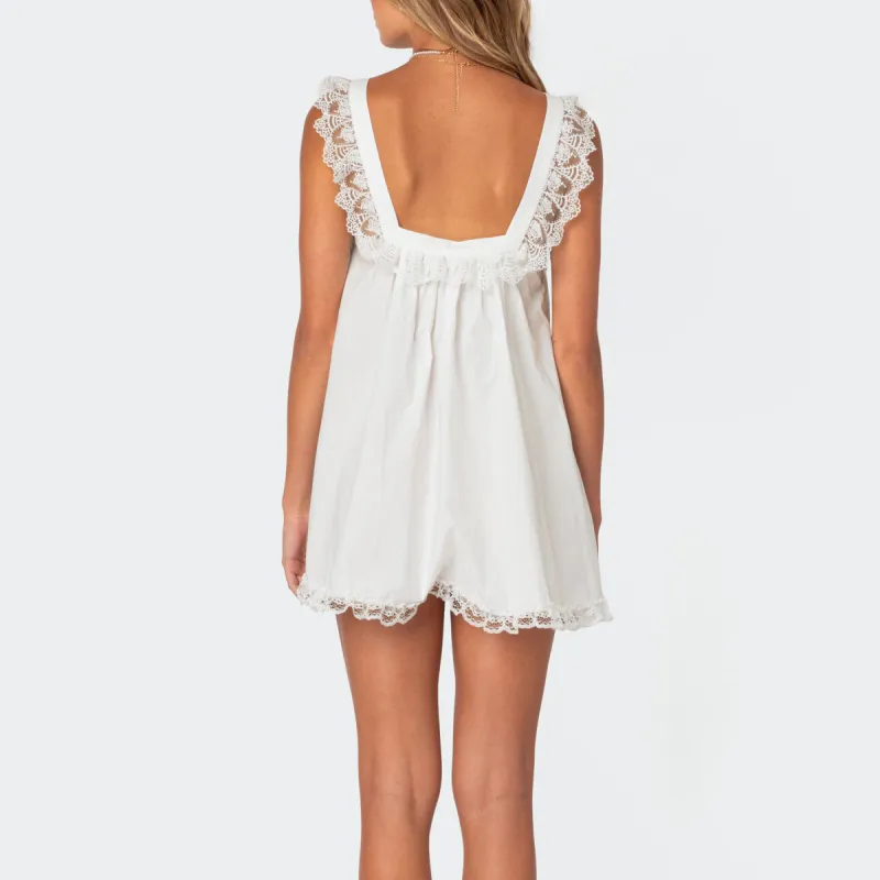 Edikted Rayne Lacey Babydoll Mini Dress Sleeveless Dress Women's-2