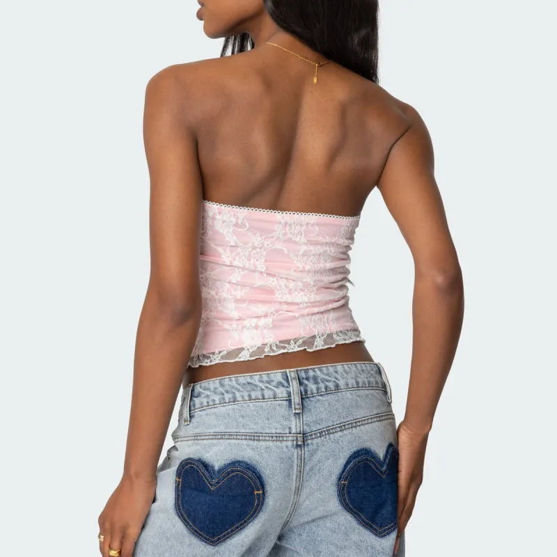 Edikted Allison Lace Tube Top Strapless Top Women's-3