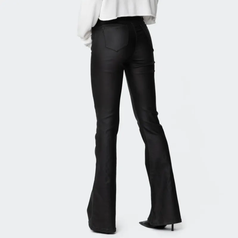 Edikted Luna Faux Leather Flare Jeans Women's-1