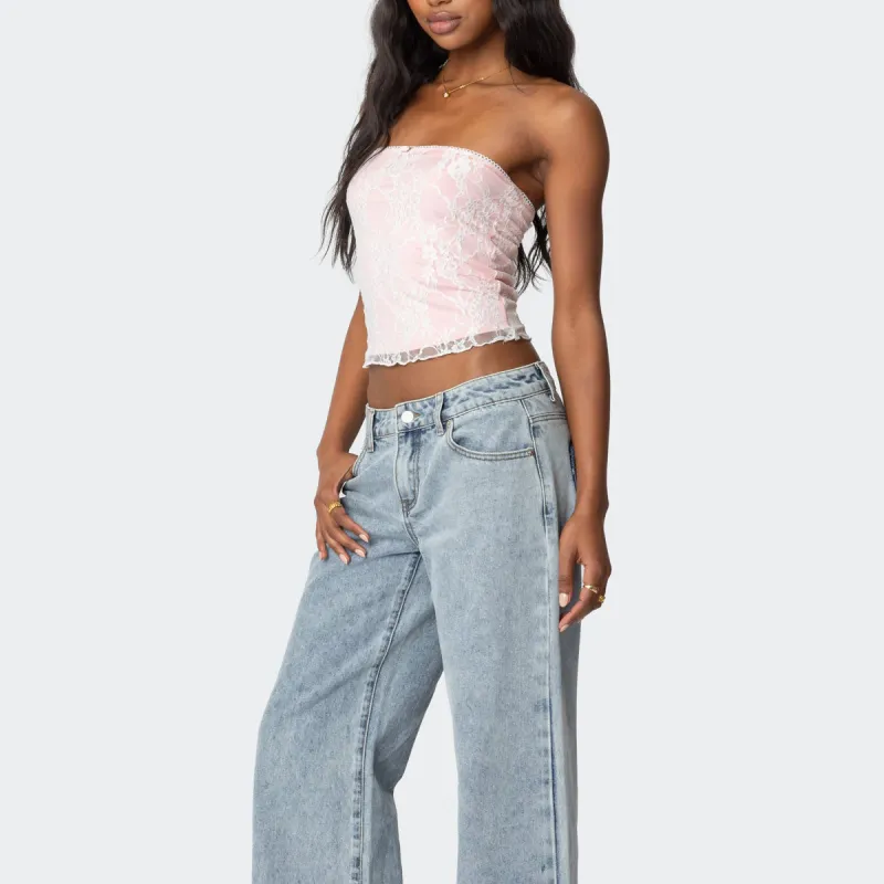 Edikted Allison Lace Tube Top Strapless Top Women's-2
