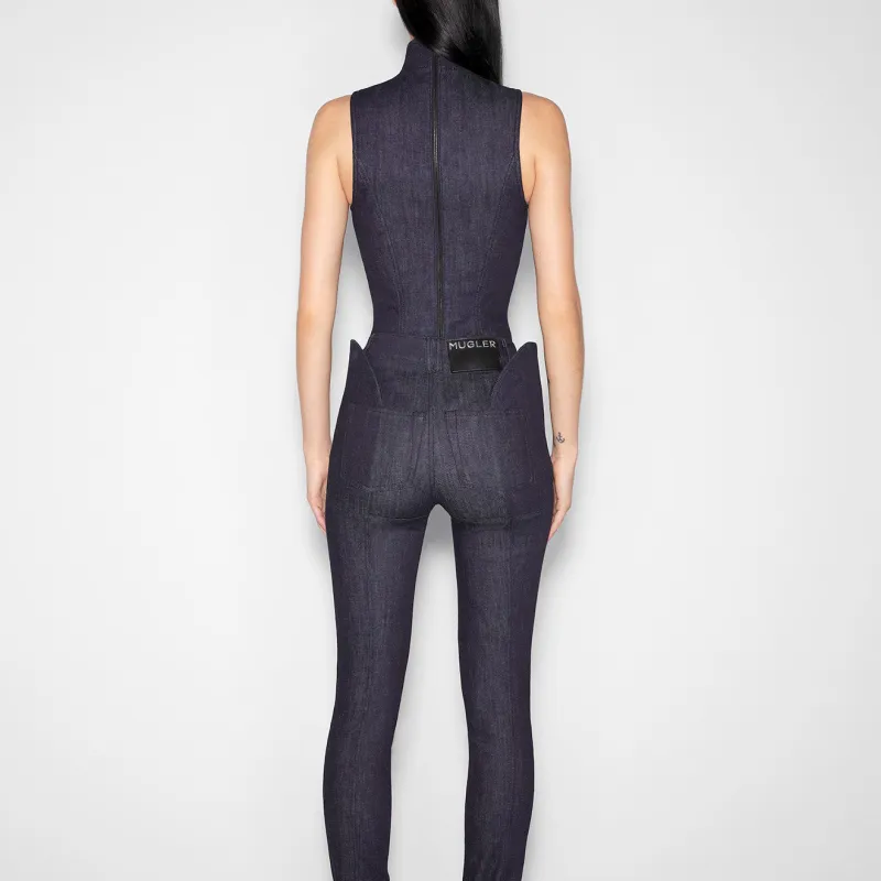 Mugler Cut out Denim Bodysuit-2
