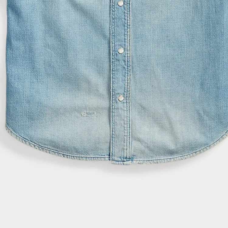 Polo Ralph Lauren FW22 Men's Colorblock-Pocket Denim Long-Sleeve Shirt Blue-4