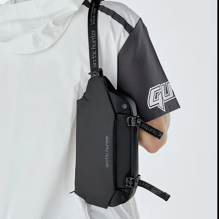 ARCTIC HUNTER Polyurethane Sling Bag Shoulder Bag Crossbody Bag Regular Men's Black-4