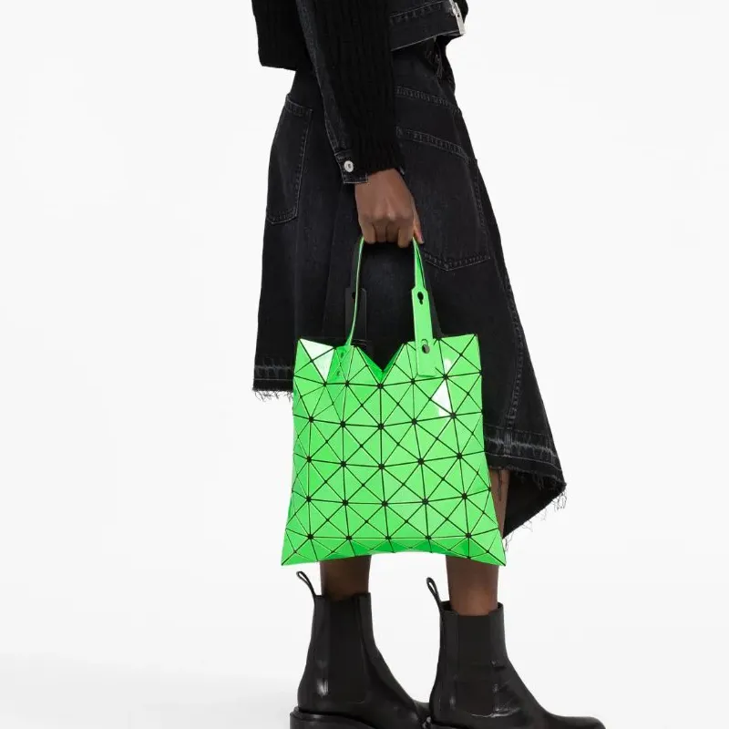 ISSEY MIYAKE Lucent Gloss Artificial Leather Tote Bag, Shopping Bag, Shoulder Bag, Handbag Women's Green-6