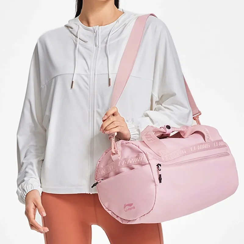 LiNing Fabric Travel Bag, Bucket Bag, Gym Bag Unisex Cherry Blossom Pink-4
