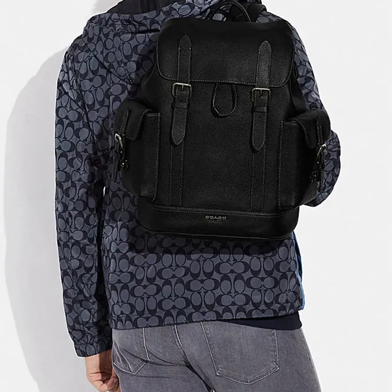 COACH Hudson Cow Leather Backpack Men's Black-4