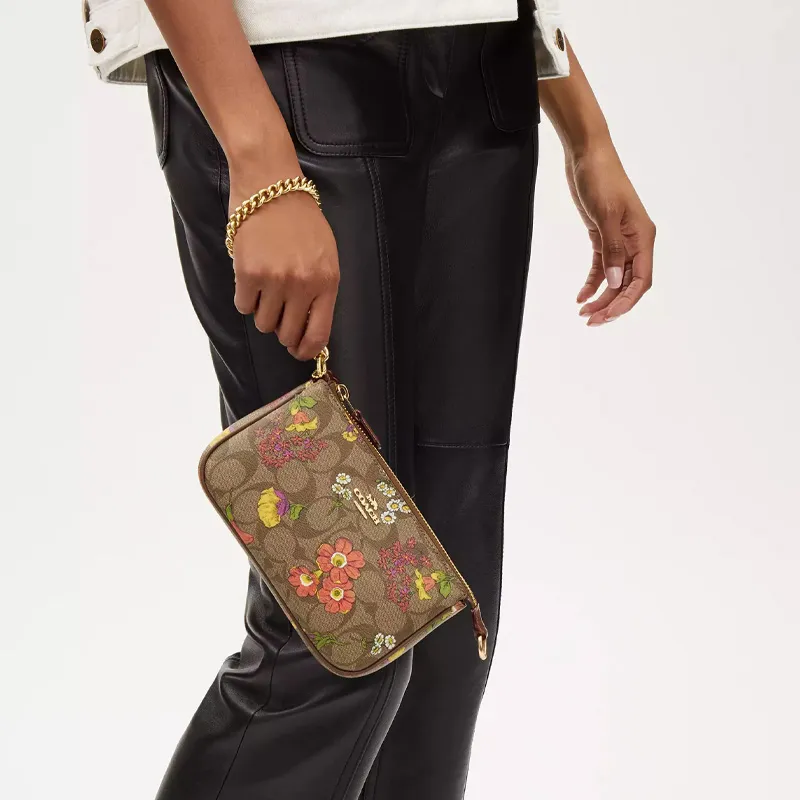COACH Nolita Canvas One Shoulder Handbag Small Size Women's Gold & Khaki Multicolor-3