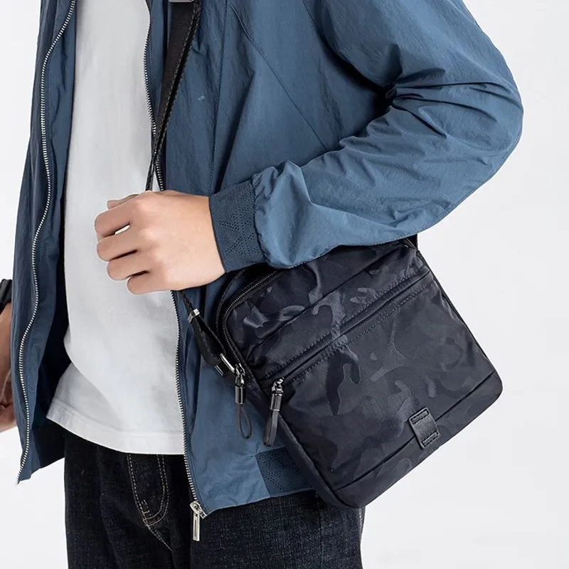 BJIAX Nylon Crossbody Handbag Shoulder Bag Regular Men's Black/Blue Camouflage-7