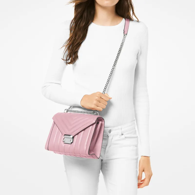 MICHAEL KORS Whitney Sheepskin Envelope Bag Shoulder Bag Crossbody Bag Large Size Women's Light Purple Pink-4